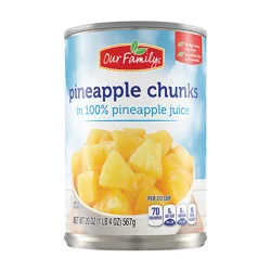 Our Family Pineapple Chunks In 100% Pineapple Juice - 20 oz