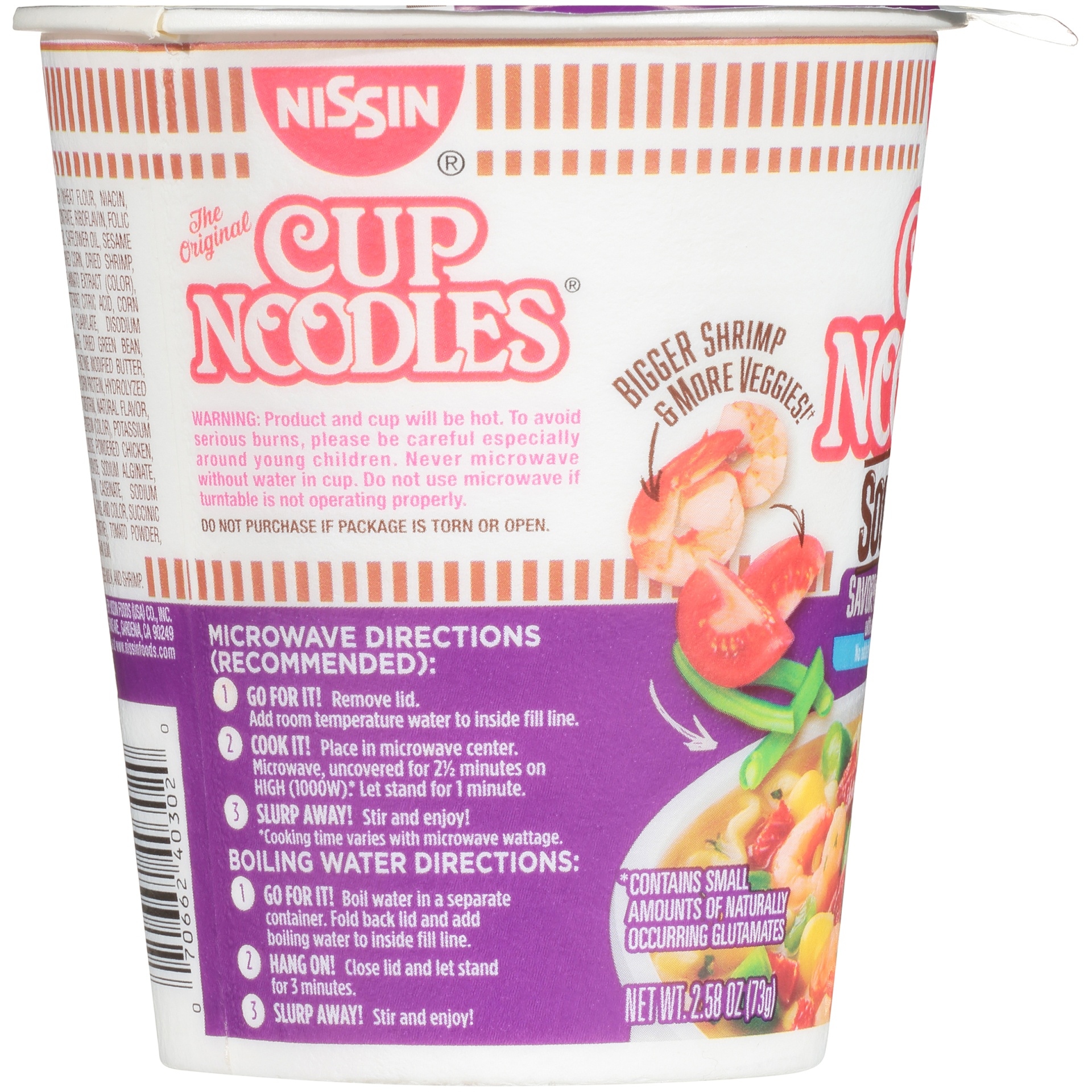 slide 2 of 6, Cup Noodles Ramen Noodle Soup Savory Shrimp, 2.58 oz
