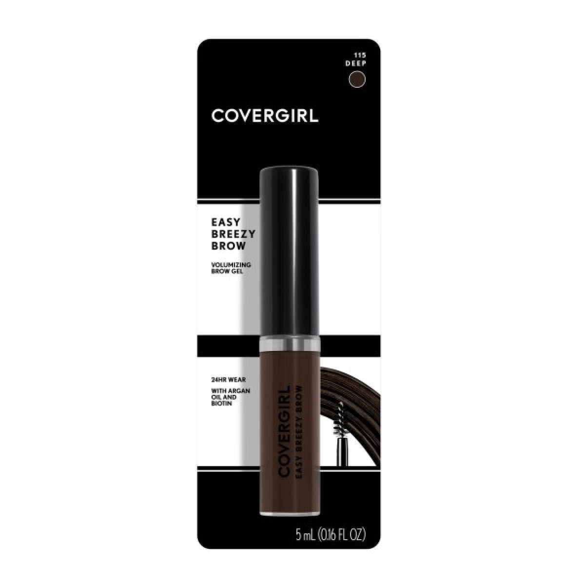 slide 1 of 5, Covergirl Easy Breezy Brow Volumizing Deep 115 Brow Gel, 1 ct