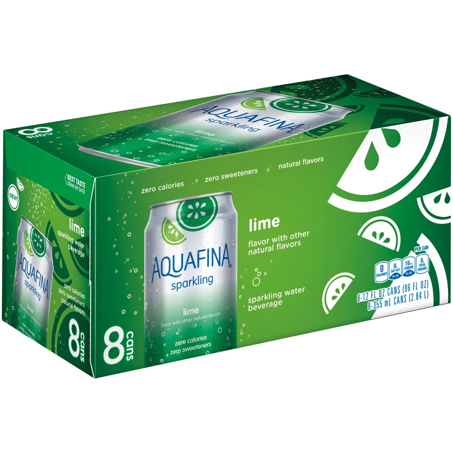 slide 2 of 3, Aquafina Sparkling Lime, 8 ct; 12 fl oz