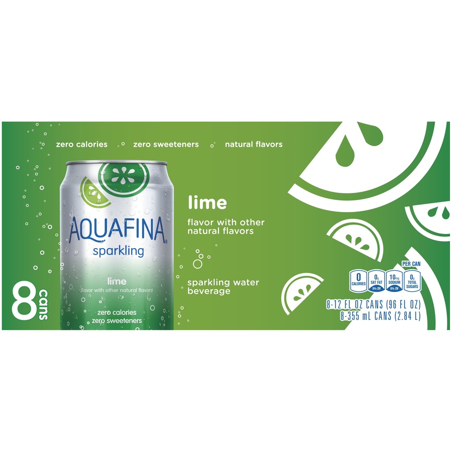 slide 1 of 3, Aquafina Sparkling Lime, 8 ct; 12 fl oz