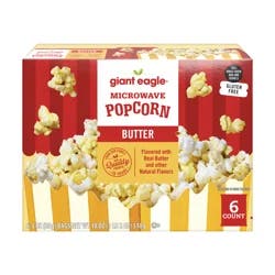 Giant Eagle Microwave Popcorn, Butter, 6 Count