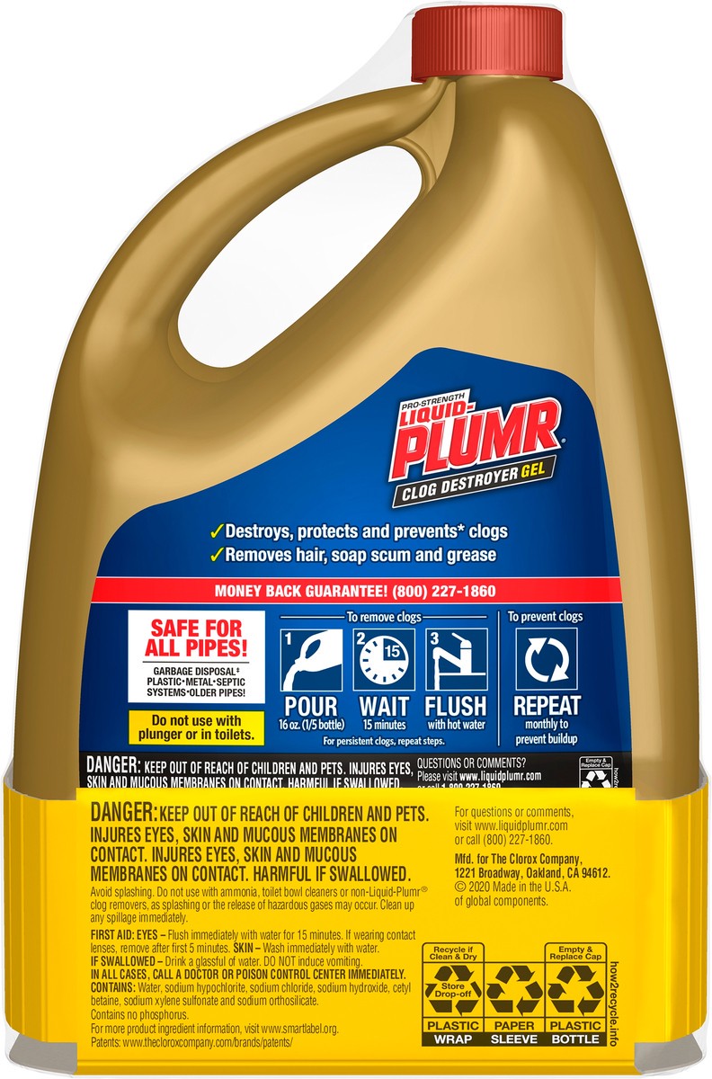 slide 5 of 6, Liquid-Plumr Pro-Strength Clog Destroyer Gel 2 - 2.5 qt Bottles, 2 ct