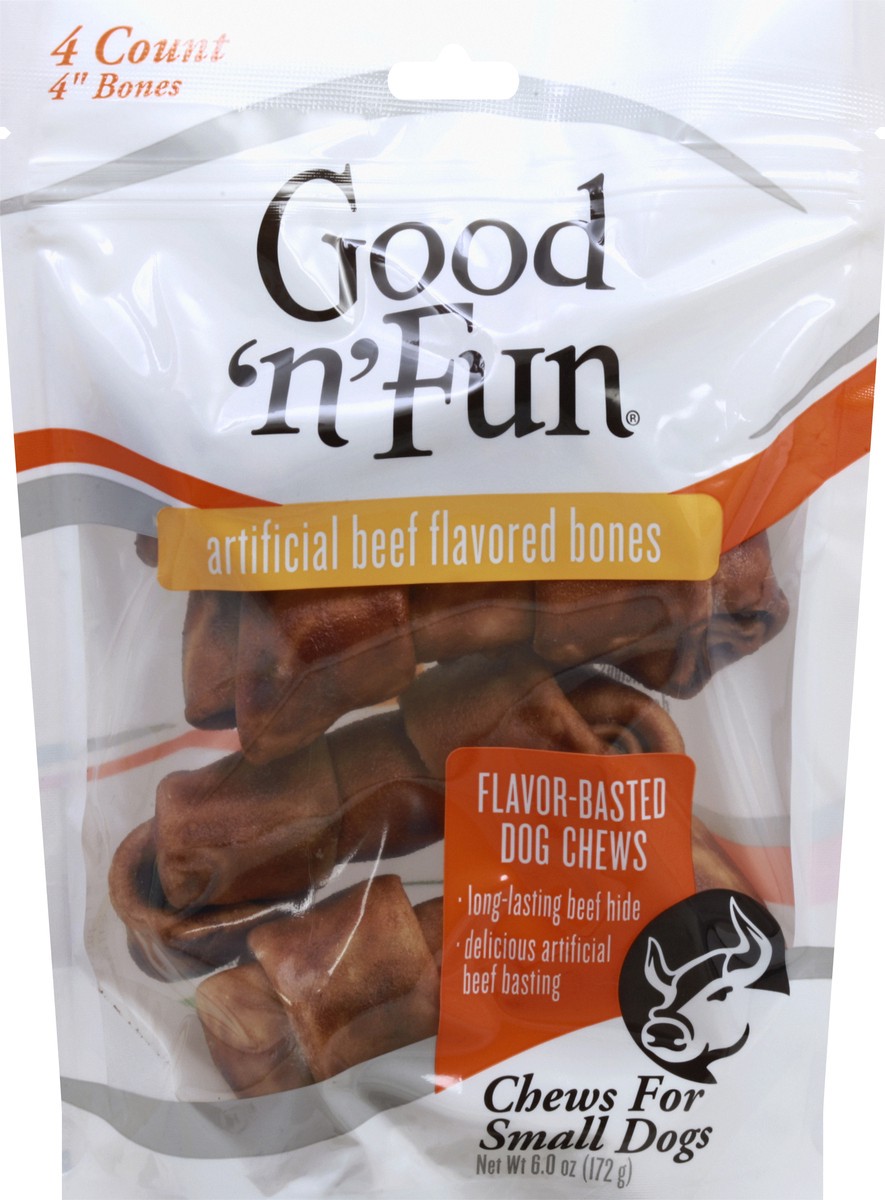 slide 4 of 7, Healthy Hide Good 'n' Fun 4 in Beef Flavored Bones Dog Treats, 4 ct