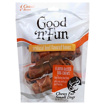 slide 1 of 7, Healthy Hide Good 'n' Fun 4 in Beef Flavored Bones Dog Treats, 4 ct