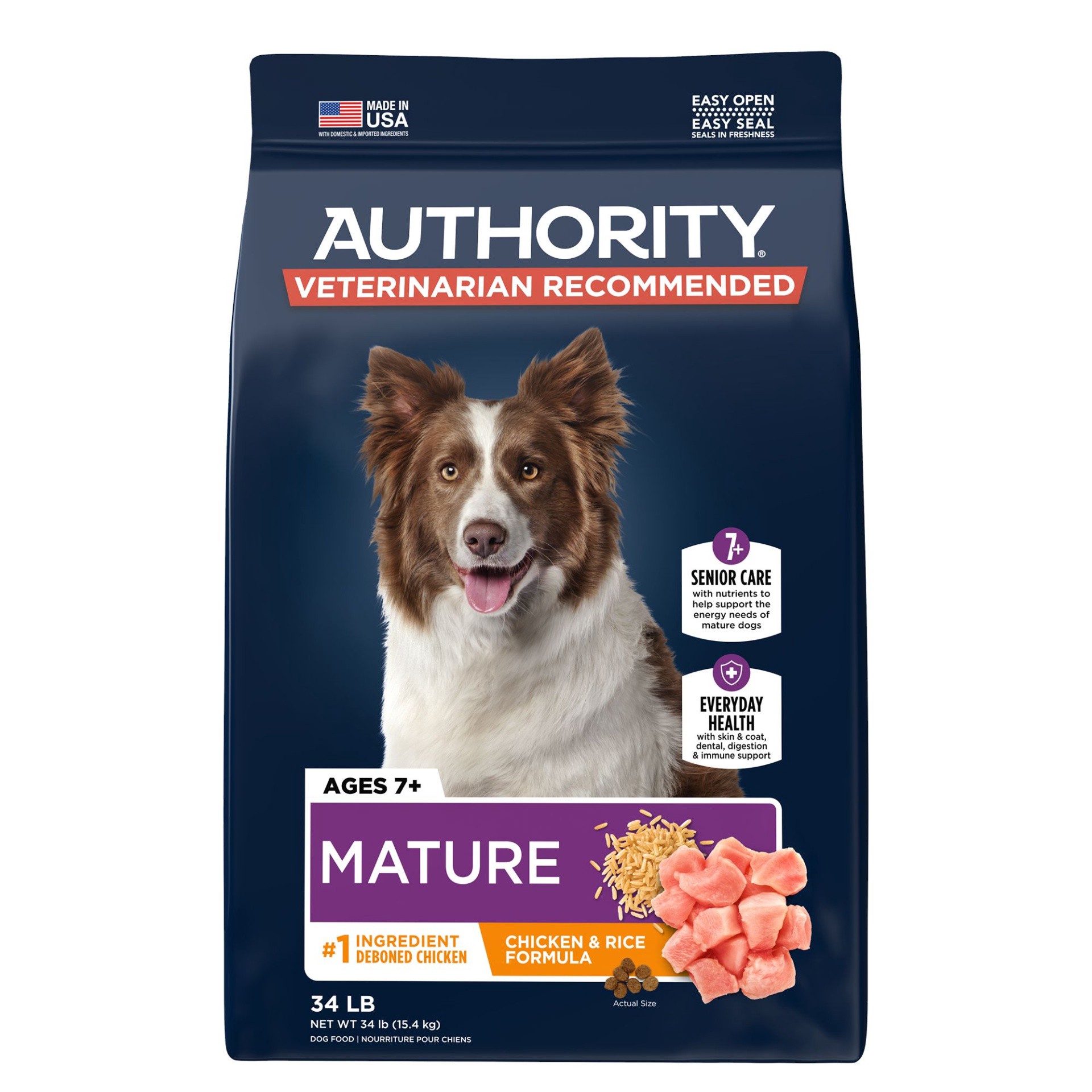 slide 1 of 1, Authority Everyday Health Senior Dry Dog Food - Chicken, 34 lb