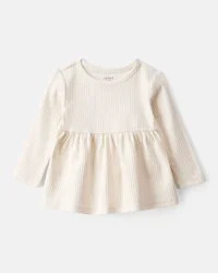 Carter's Carters Baby Girl Long-Sleeve Peplum Top - White Ivory 18M