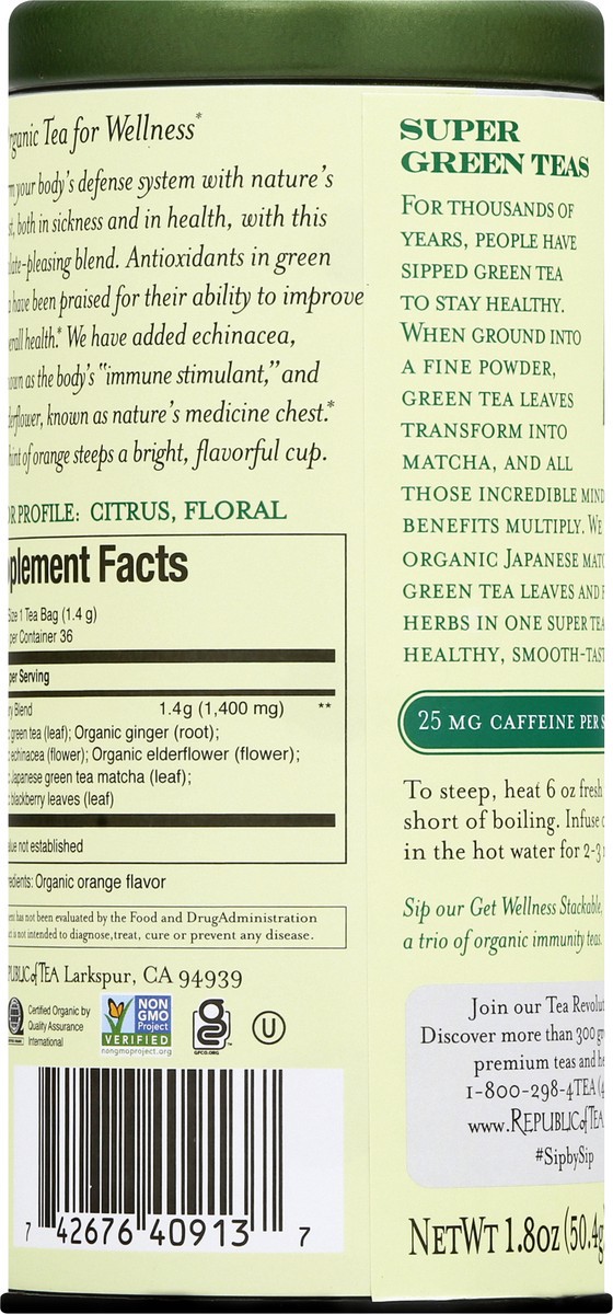 slide 2 of 9, The Republic of Tea Tea Bags Immunity Super Green Tea - 36 ct, 36 ct