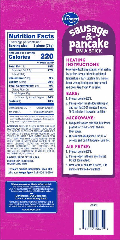 slide 3 of 3, Kroger Original Sausage & Pancake On A Stick, 6 ct