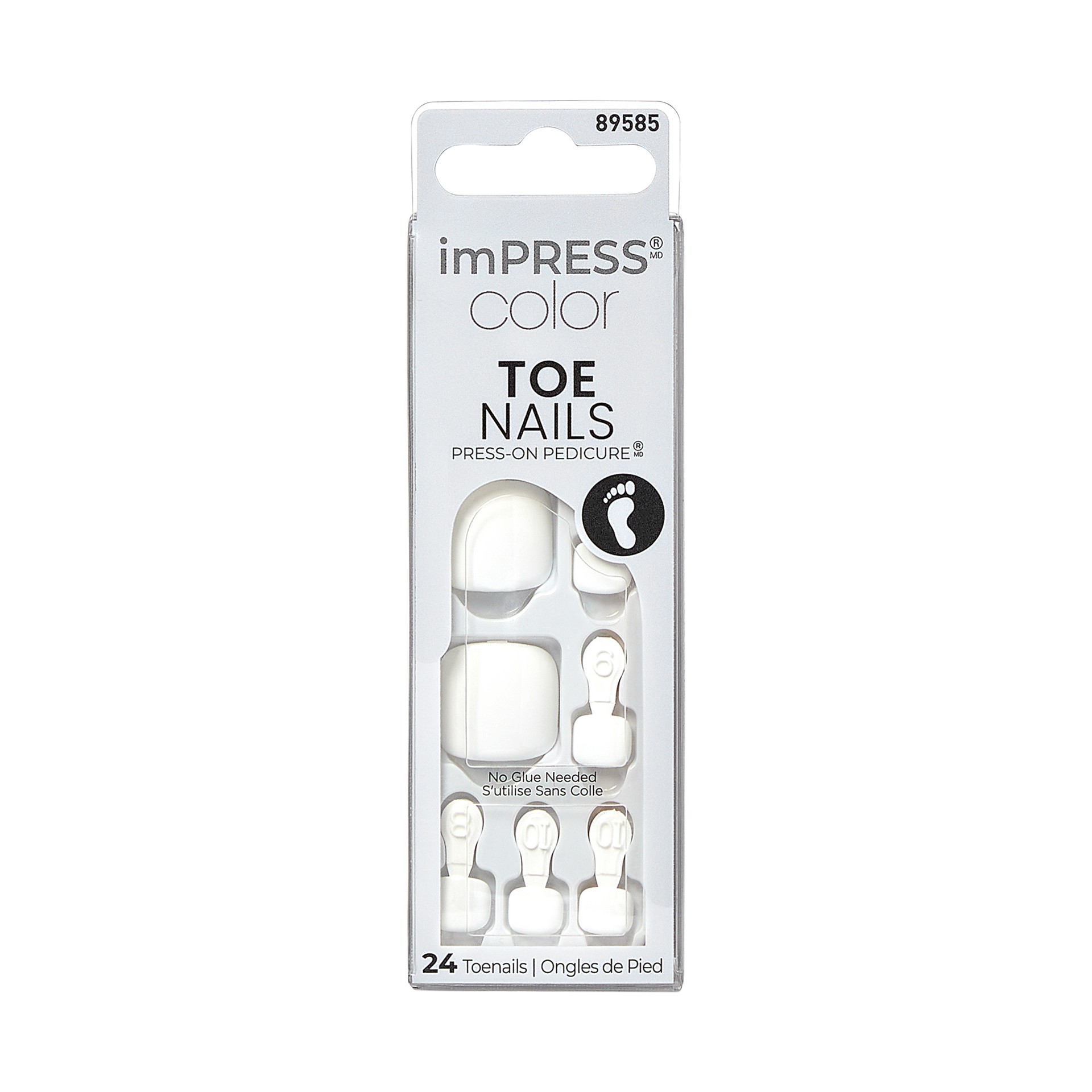 slide 1 of 5, imPRESS KISS imPRESS Color Square Press-On Toenails, White, 24 Pieces, 28 pc