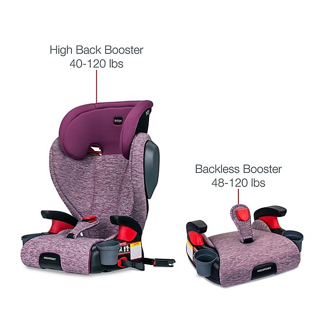 slide 2 of 7, Britax Highpoint 2-Stage Belt-Positioning Booster Car Seat - Mulberry, 1 ct