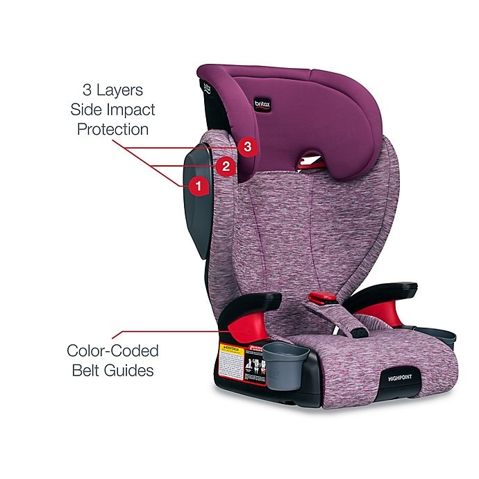 slide 3 of 7, Britax Highpoint 2-Stage Belt-Positioning Booster Car Seat - Mulberry, 1 ct