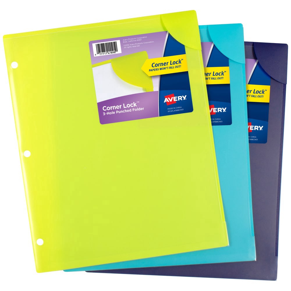 slide 1 of 11, Avery Corner Lock 3-Hole Punched Folder 1 ea, 1 ct