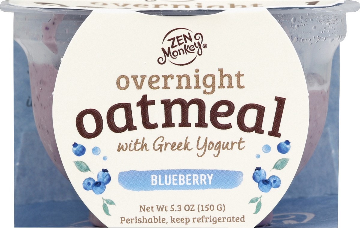 slide 4 of 4, Zen Monkey Greek Yogurt Juicy Oats Blueberry, 5.3 oz
