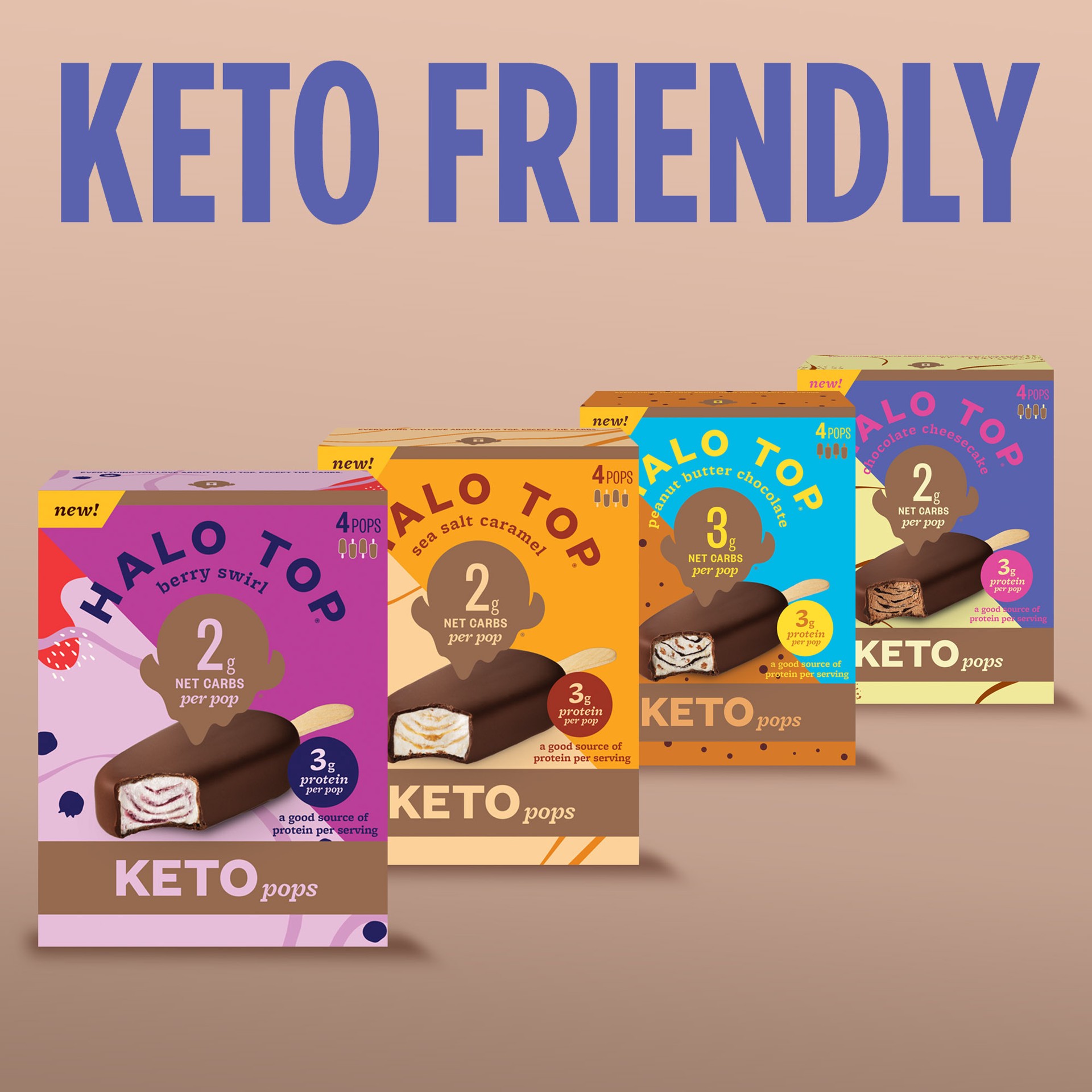 slide 3 of 5, Halo Top Creamery Keto Chocolate Cheesecake Bar, 4 ct