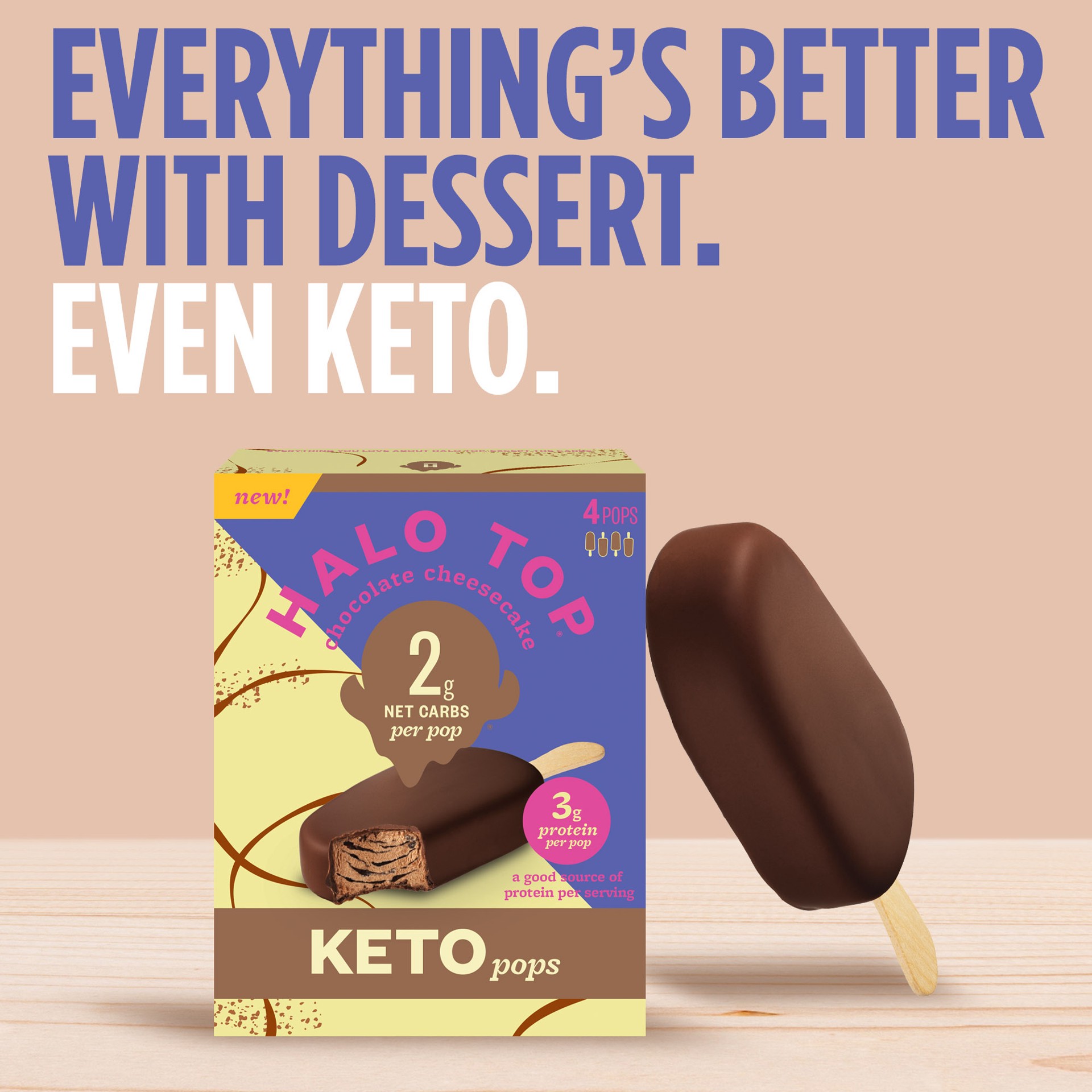 slide 5 of 5, Halo Top Creamery Keto Chocolate Cheesecake Bar, 4 ct