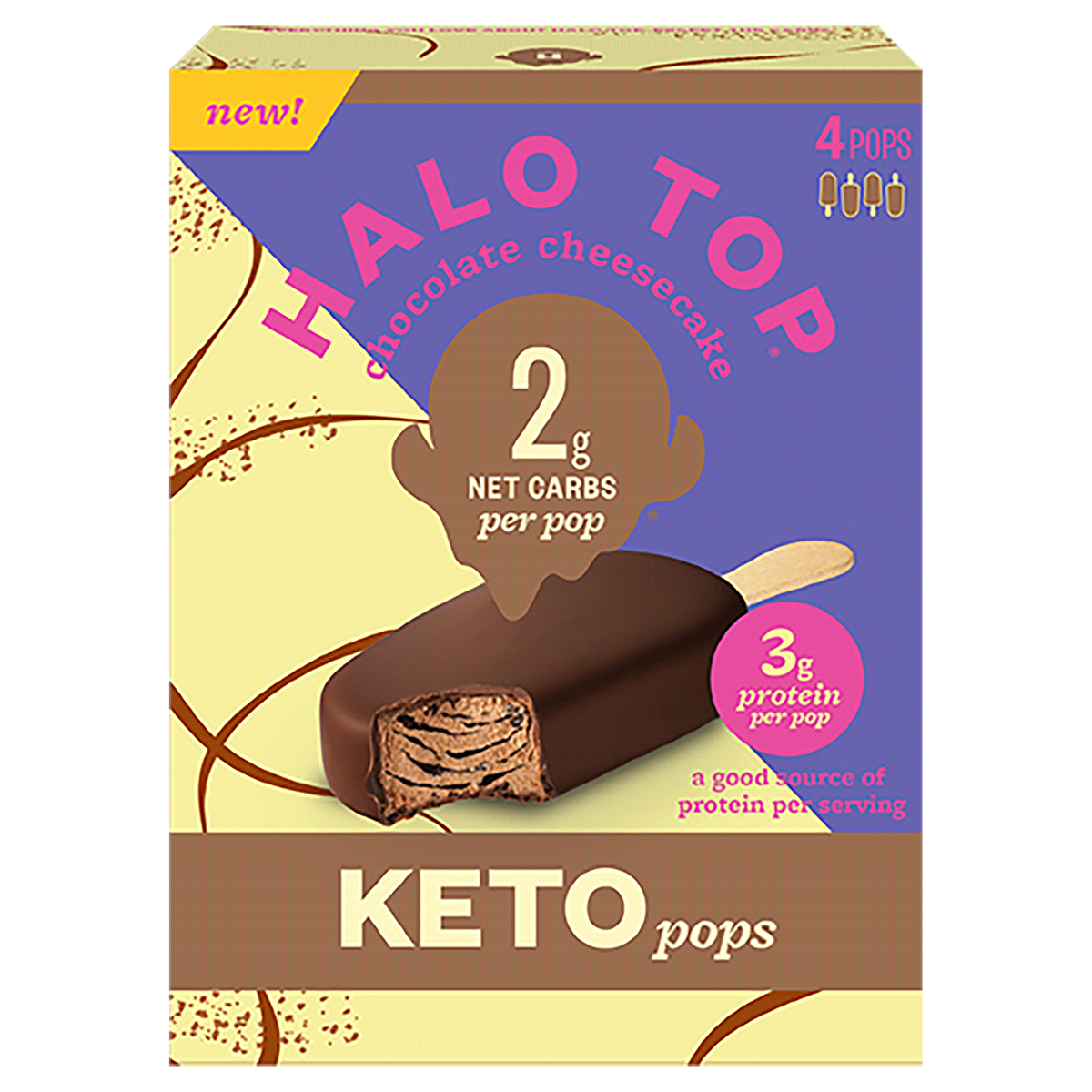 slide 1 of 5, Halo Top Creamery Keto Chocolate Cheesecake Bar, 4 ct