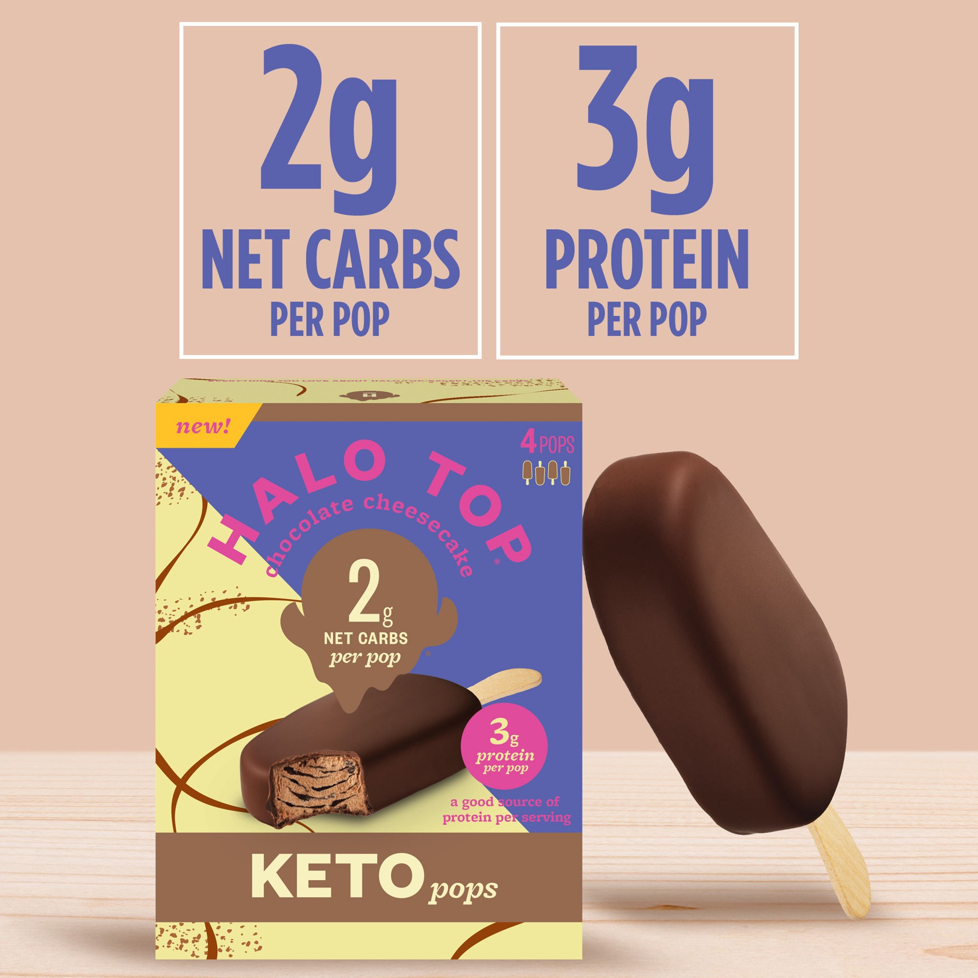 slide 2 of 5, Halo Top Creamery Keto Chocolate Cheesecake Bar, 4 ct