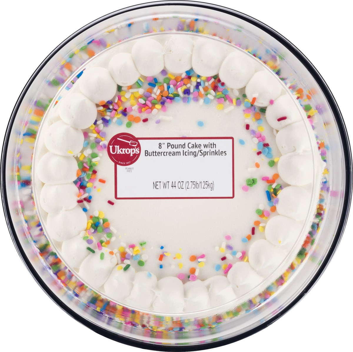 slide 1 of 9, Ukrops 8 Inch Pound Cake with Buttercream Icing/Sprinkles 44 oz, 44 oz