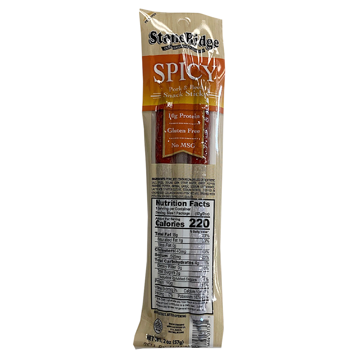 slide 1 of 9, Stone Ridge Meat Sticks Snack Spicy, 2 oz