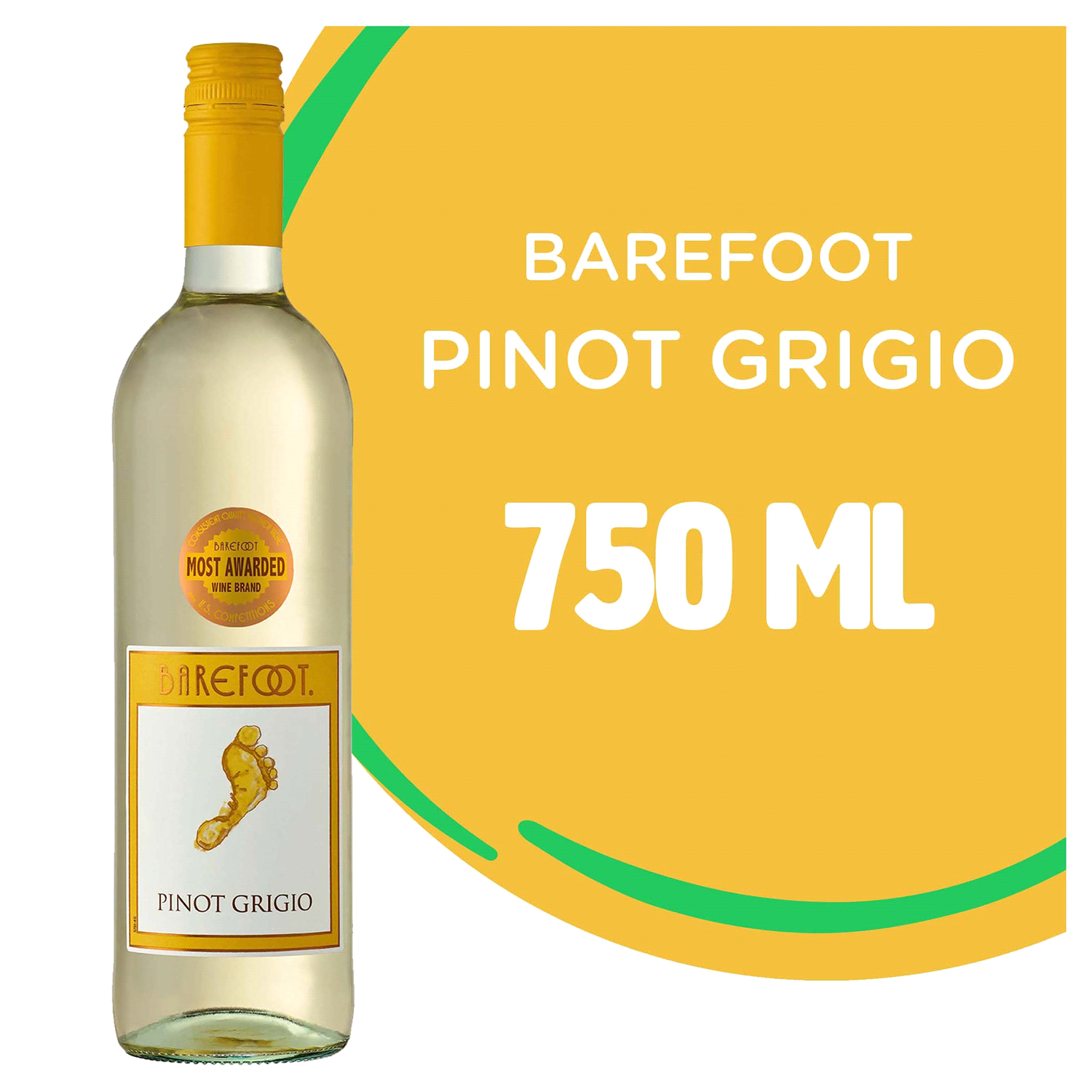 slide 1 of 5, Barefoot Cellars Pinot Grigio White Wine 750ml, 750 ml