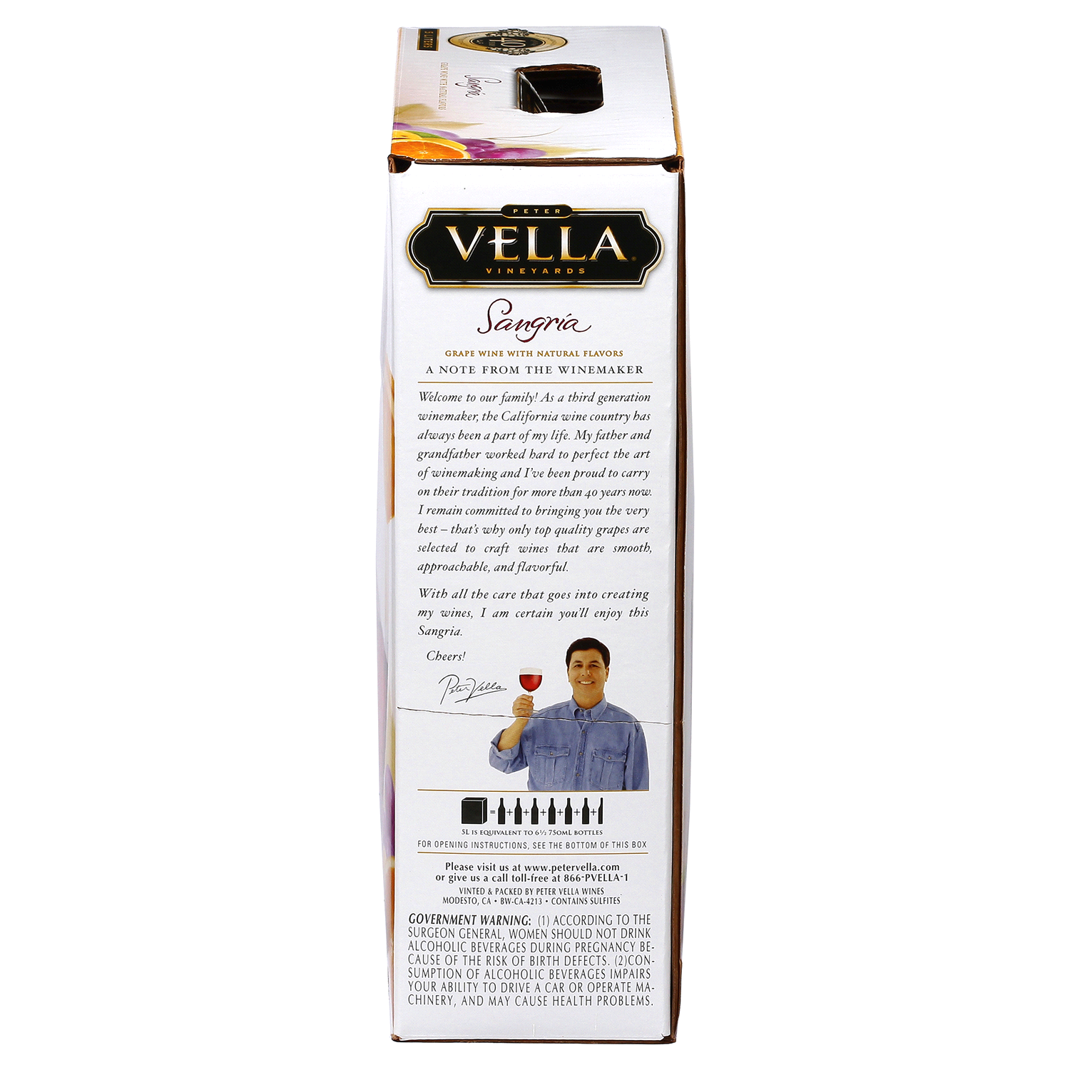 slide 3 of 5, Peter Vella Vineyards Sangria Red Box Wine, 5 liter