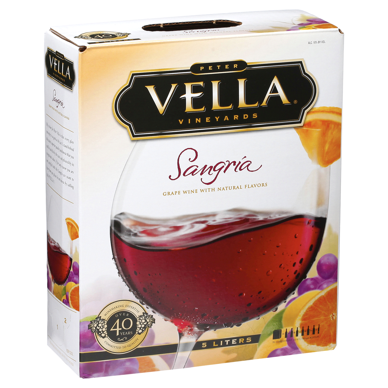slide 4 of 5, Peter Vella Vineyards Sangria Red Box Wine, 5 liter