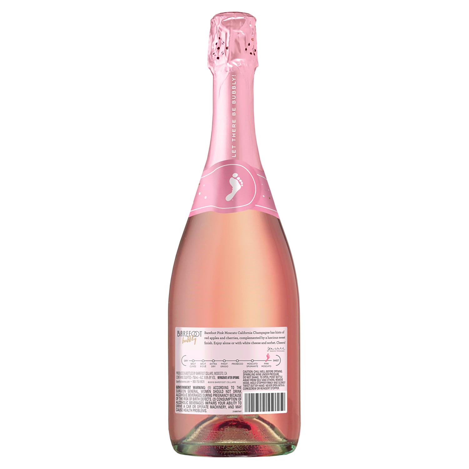 slide 3 of 3, Barefoot Bubbly Pink Moscato Champagne Sparkling Wine 750ml, 750 ml