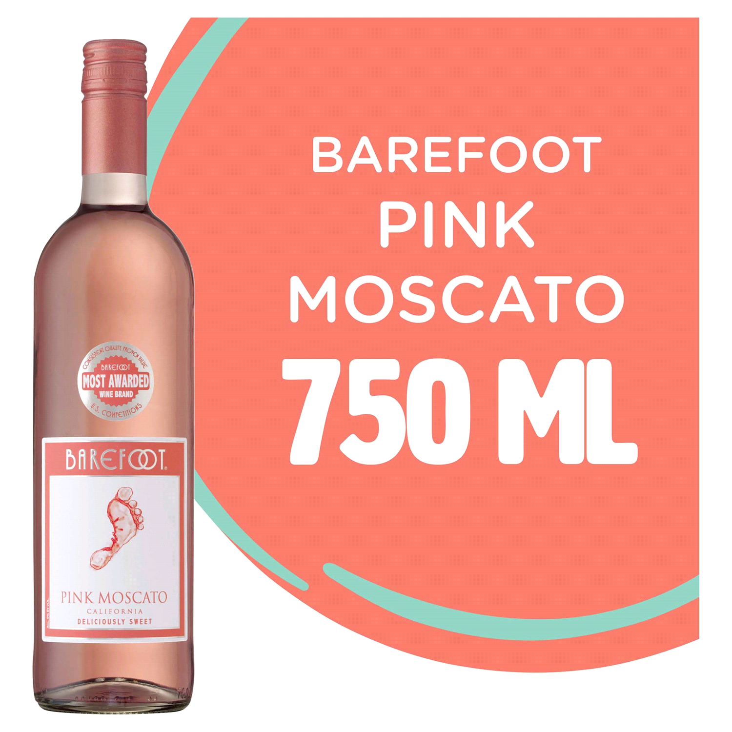 slide 1 of 4, Barefoot Cellars Pink Moscato Wine 750ml, 750 ml