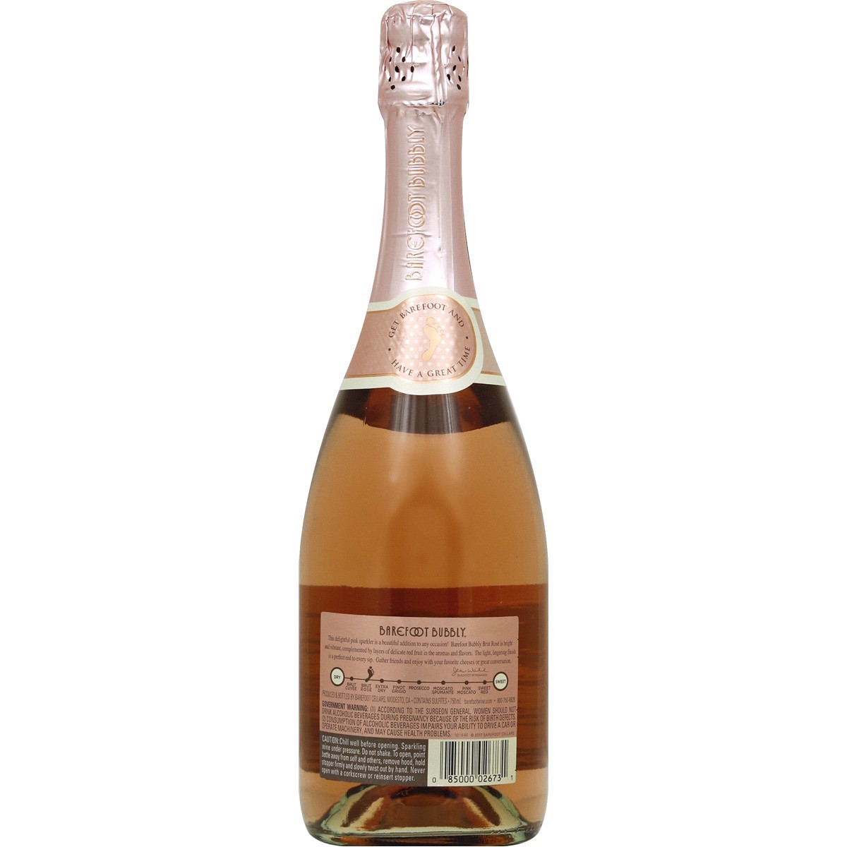 slide 2 of 2, Barefoot Bubbly Brut Rosé Champagne Sparkling Wine 750ml, 750 ml