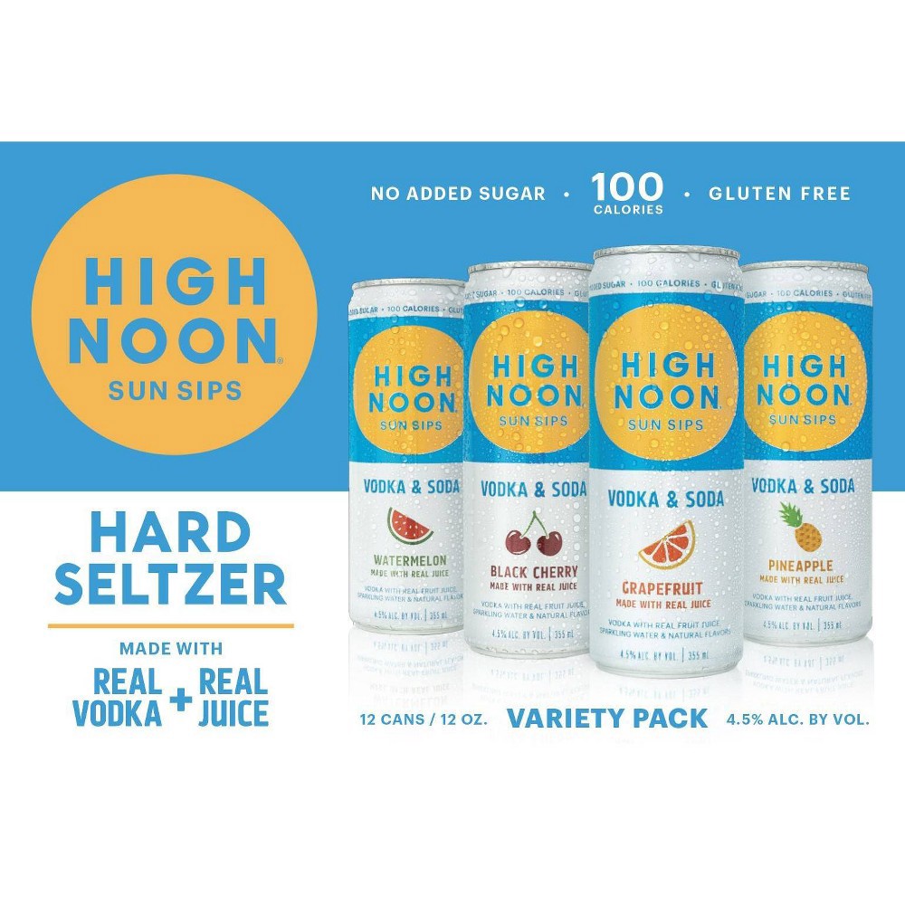 slide 2 of 6, High Noon Vodka Hard Seltzer Variety Pack 12 Cans, 12 ct; 12 oz