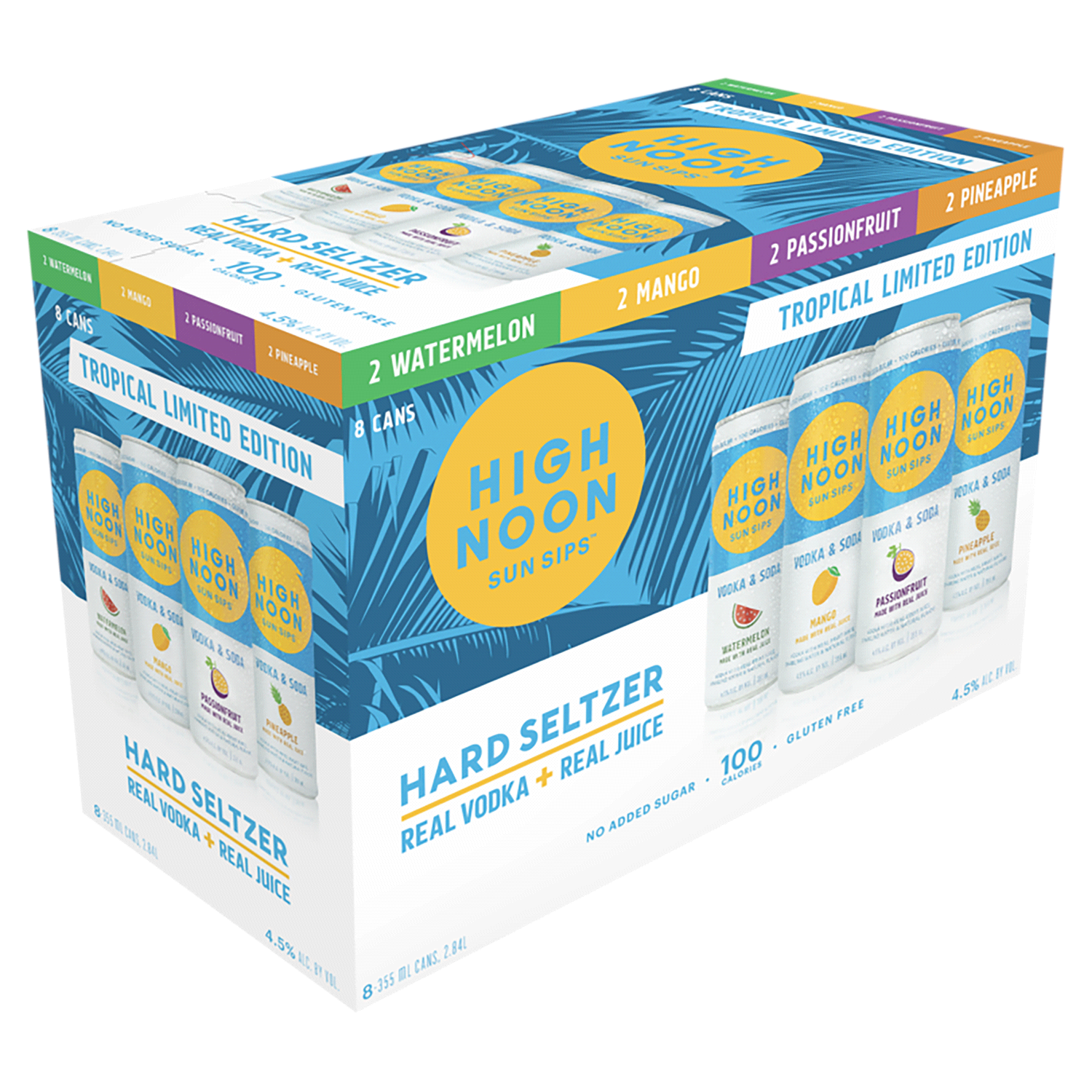slide 1 of 1, High Noon Tropical Pack Vodka Hard Seltzer Variety, 8 ct, 355 ml