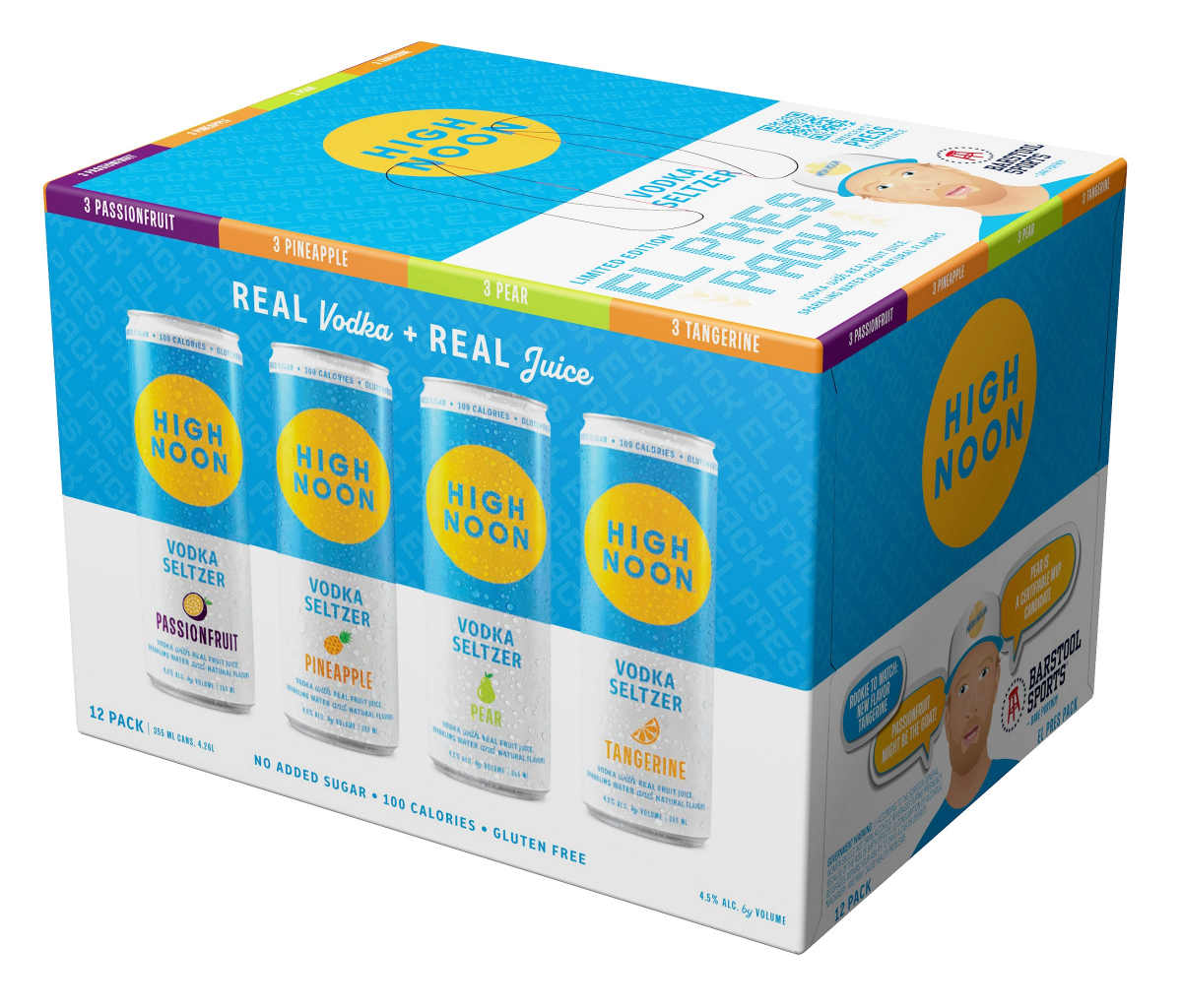 slide 1 of 1, High Noon El Pres Barstool Sports Vodka Hard Seltzer Variety 12 Pack, 12 ct, 355 ml