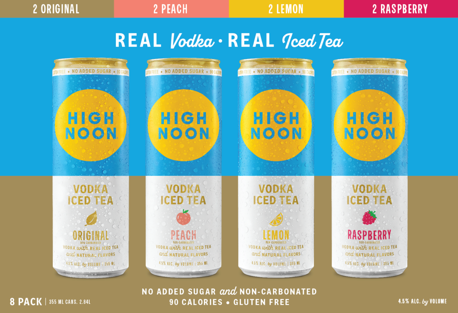 slide 1 of 1, High Noon Vodka Hard Tea Variety Pack 8 Pack, 8 ct, 355 ml