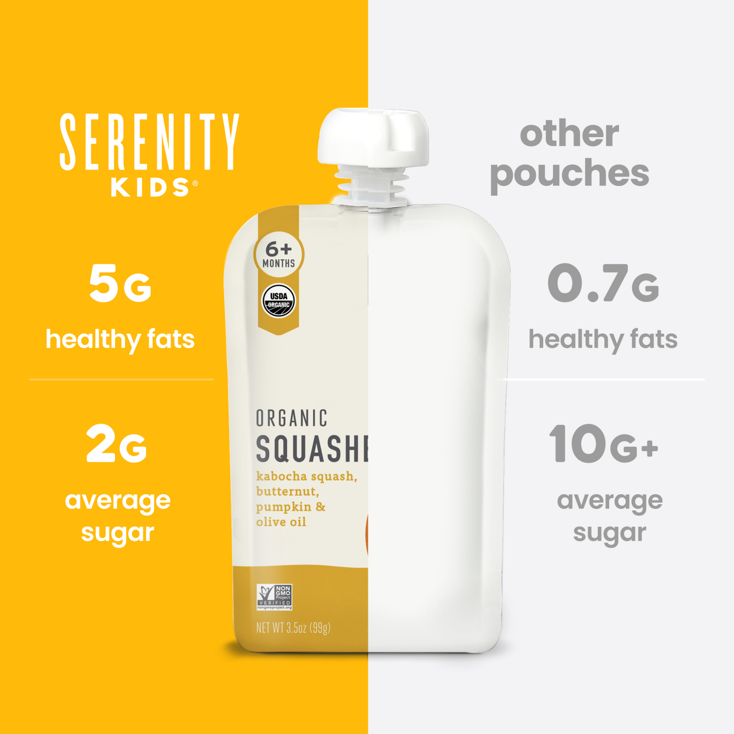 slide 7 of 8, Serenity Kids Organic Squashes with Organic Olive Oil Baby Food Pouch - 3.5oz, 3.5 oz