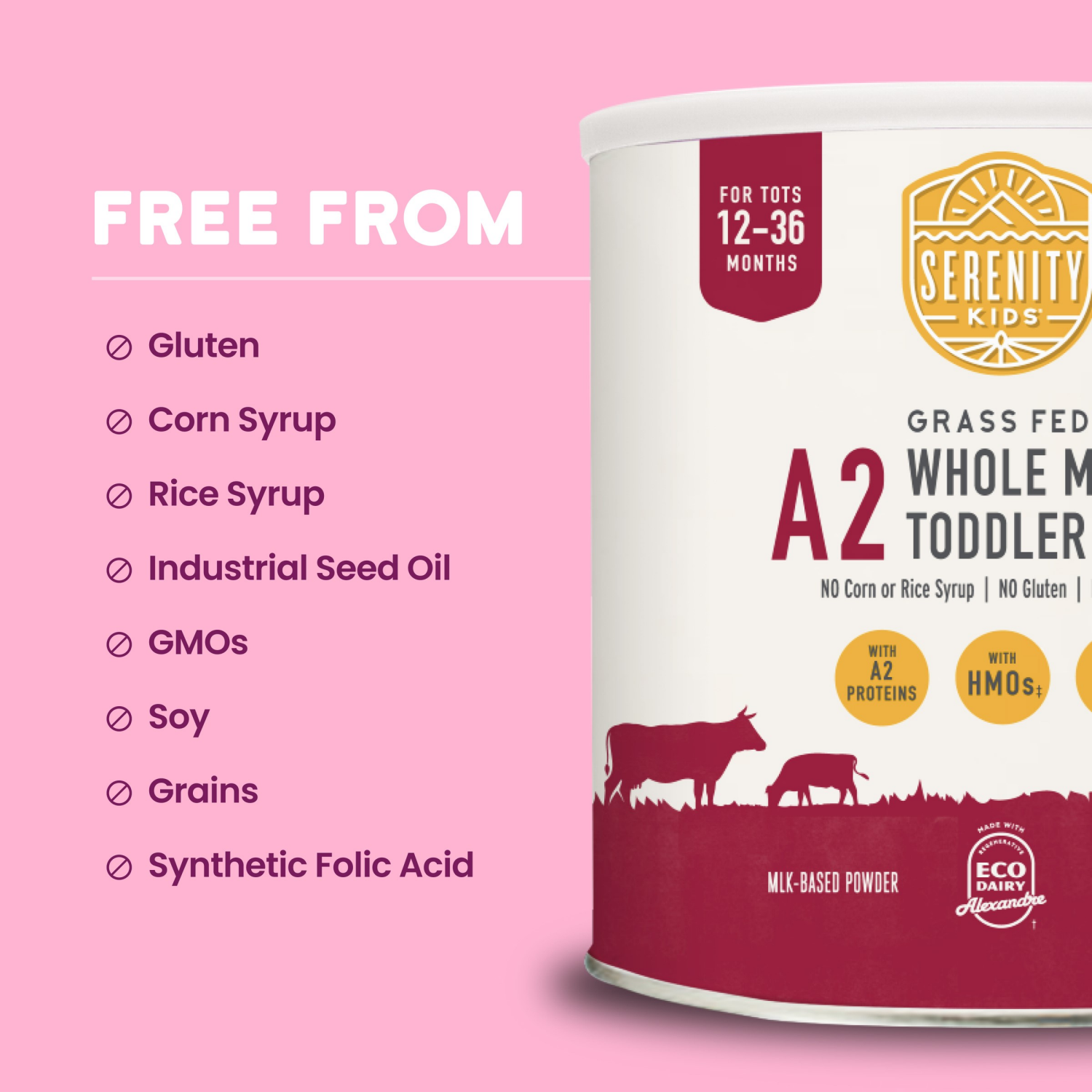 slide 3 of 8, Serenity Kids Toddler Formula, Milk-Based Powder, Whole Milk, Grass Fed, 12-36 Months, 21 oz