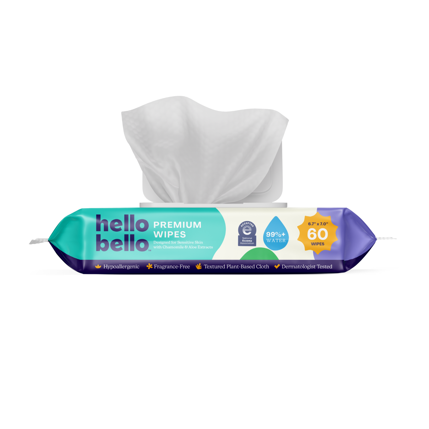 slide 5 of 6, Hello Bello Premium Wipes 60 Each, 60 ct