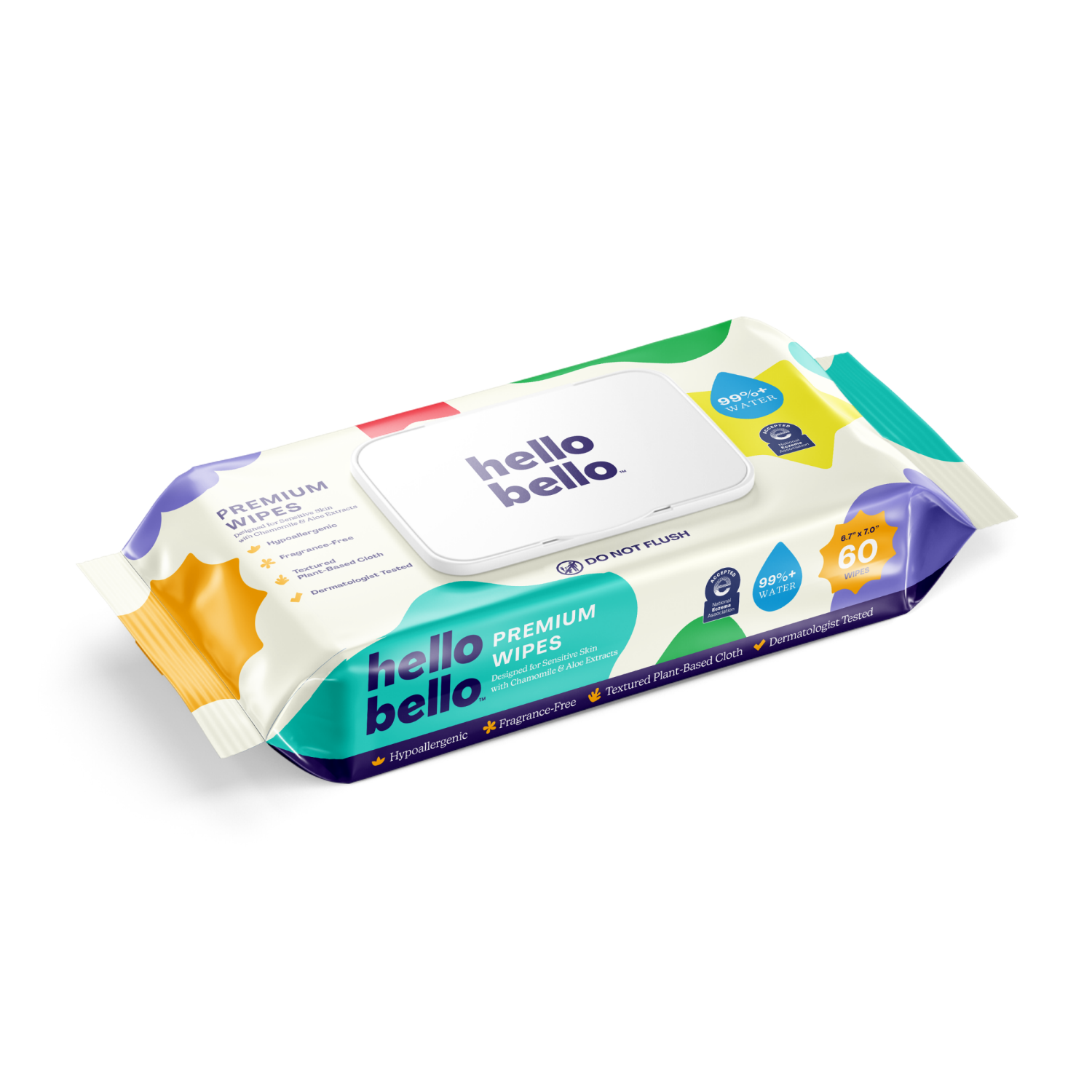 slide 1 of 7, Hello Bello Premium Wipes 60 Each, 60 ct