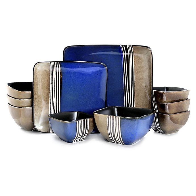 slide 1 of 1, Elama Eastward Loft Square Dinnerware Set - Blue, 16 ct