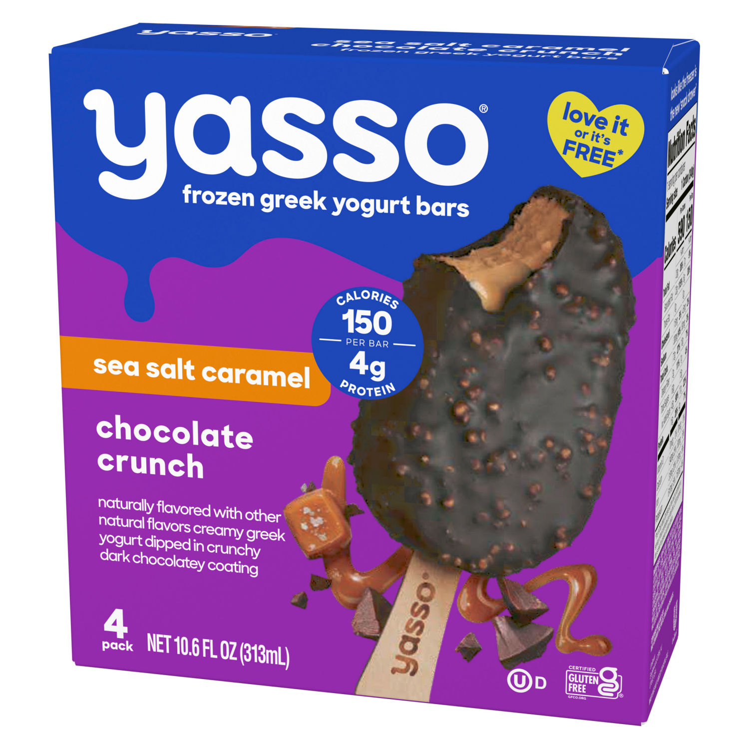 slide 5 of 8, Yasso Yasso Frozen Greek Yogurt Bars Sea Salt Caramel Chocolate Crunch Bars 2.65fl oz bars, 4 ct