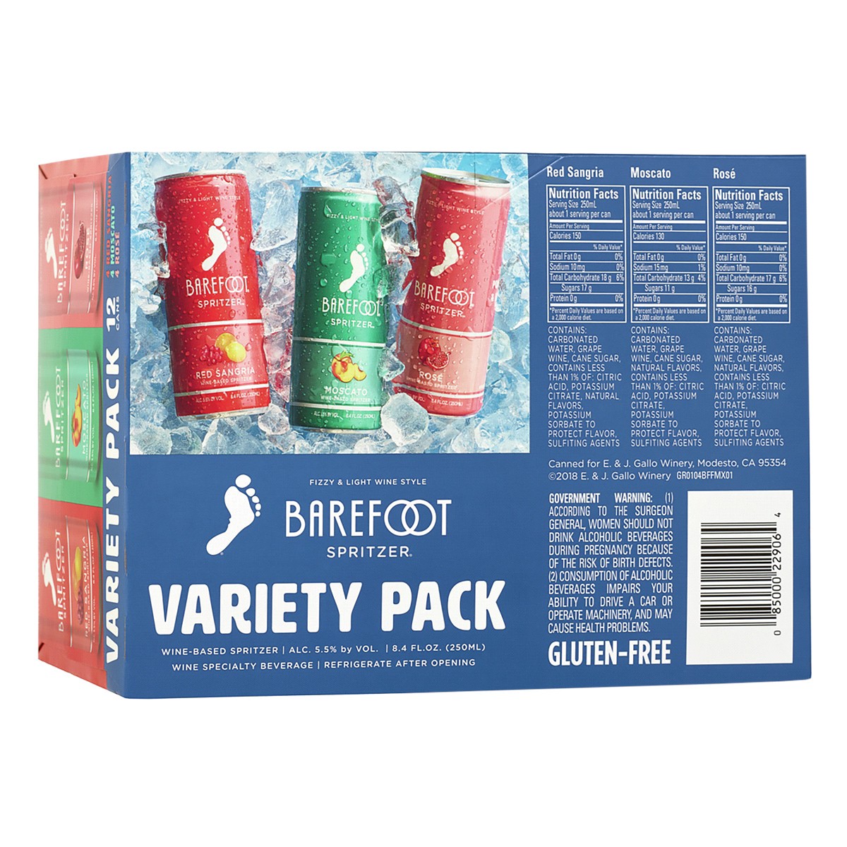 slide 2 of 2, Barefoot Spritzer Moscato Sangria and Rosé Wine Mixed, 12 ct; 250 ml