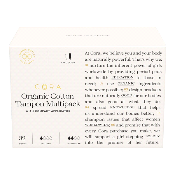 Cora Organic Cotton Tampon Light/Regular Multipack 32 ct Shipt