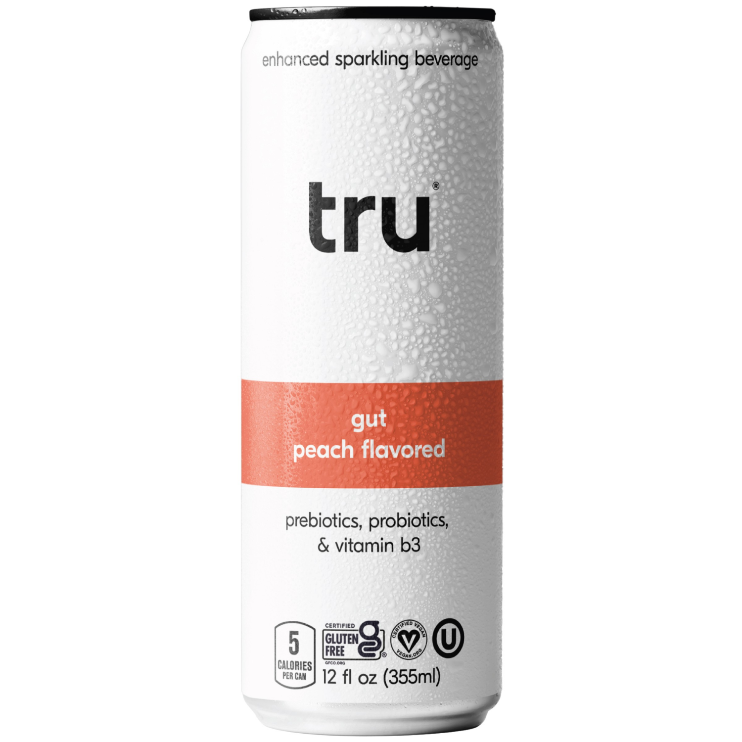 slide 1 of 1, Tru Gutsy Enhanced Peach Flavored Sparkling Beverage 12 fl oz, 12 fl oz