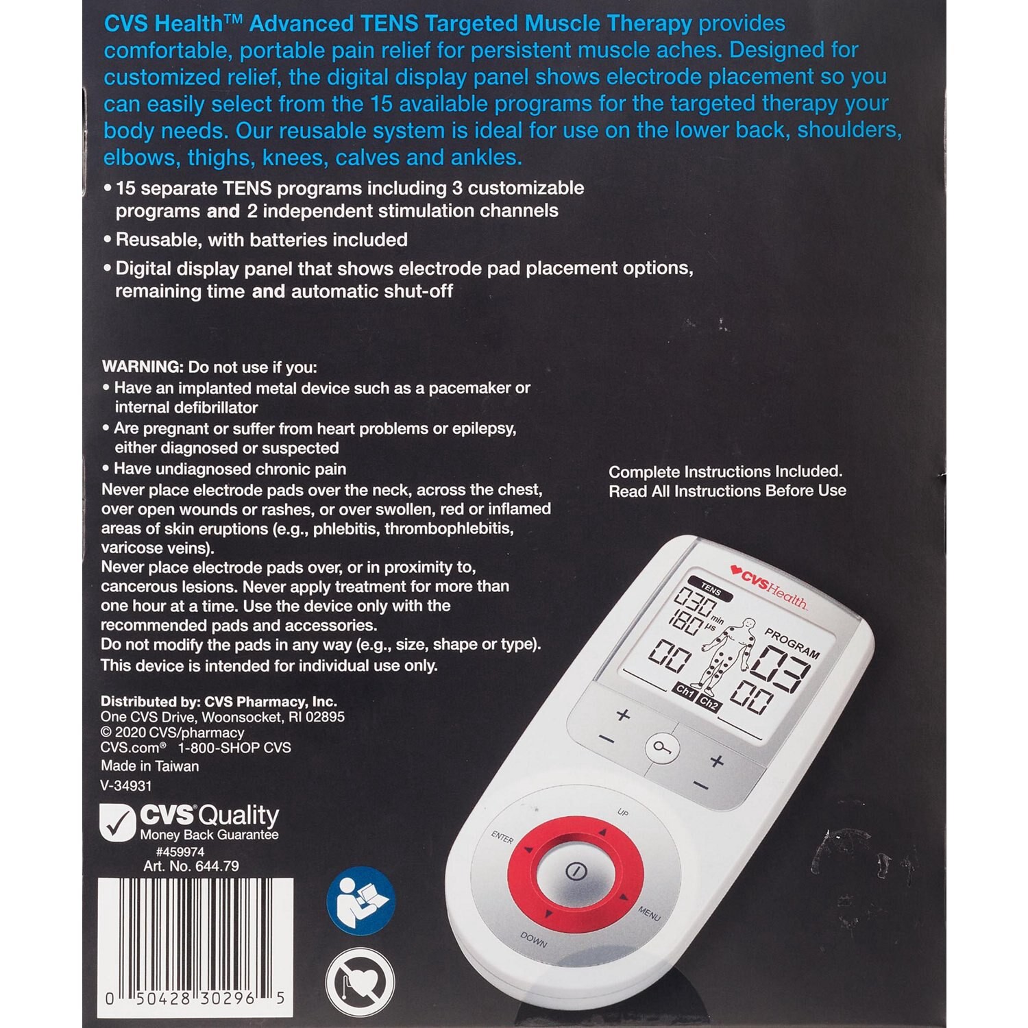 slide 3 of 3, CVS Health Advanced Tens Targeted Muscle Therapy, 1 ct