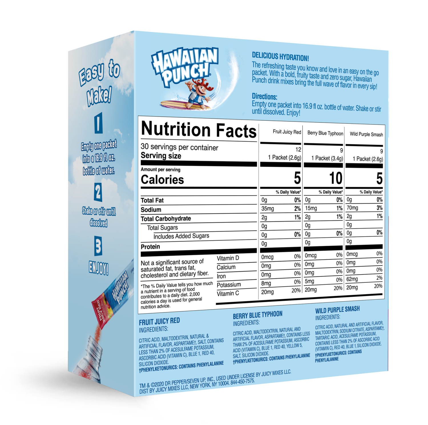 slide 2 of 2, Stur Hawaiian Punch Sugar Free Drink Mix Sticks Variety Pack - 30 ct, 30 ct