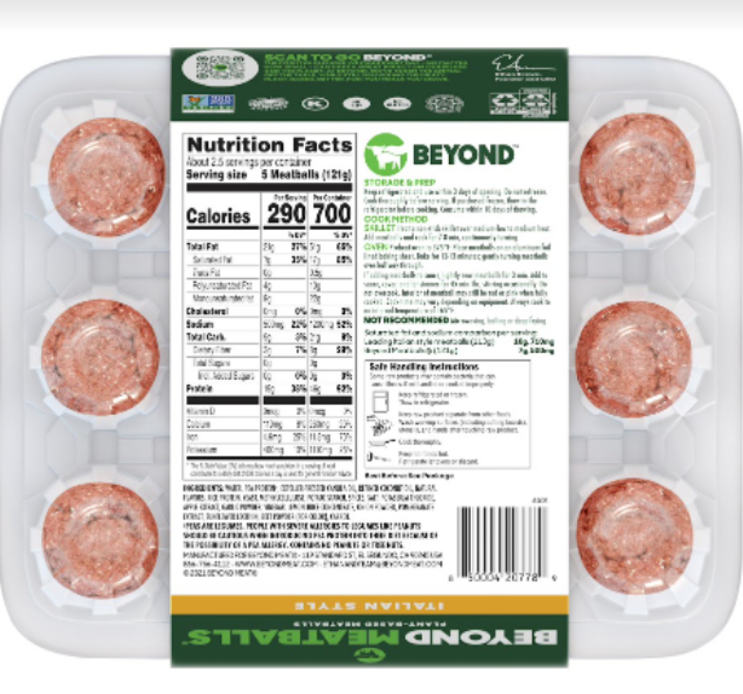 slide 2 of 7, Beyond Meat Meatballs, Plant-Based, Italian Style, 12 ct; 10 oz
