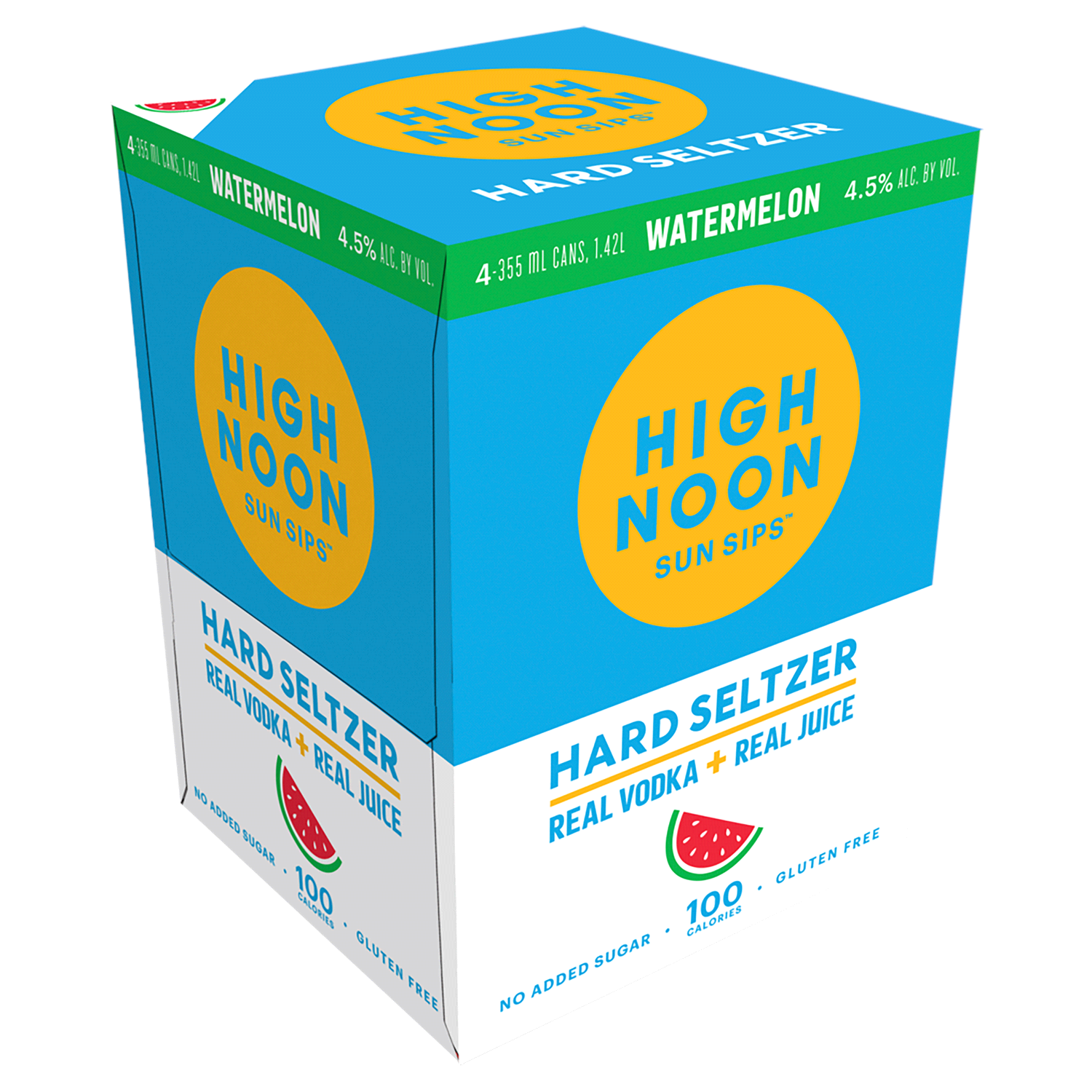 slide 1 of 1, High Noon Watermelon Vodka Hard Seltzer 355ml Can 4pk, 4 ct; 12 oz