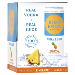 High Noon Pineapple Vodka Hard Seltzer 355ml Can 4pk