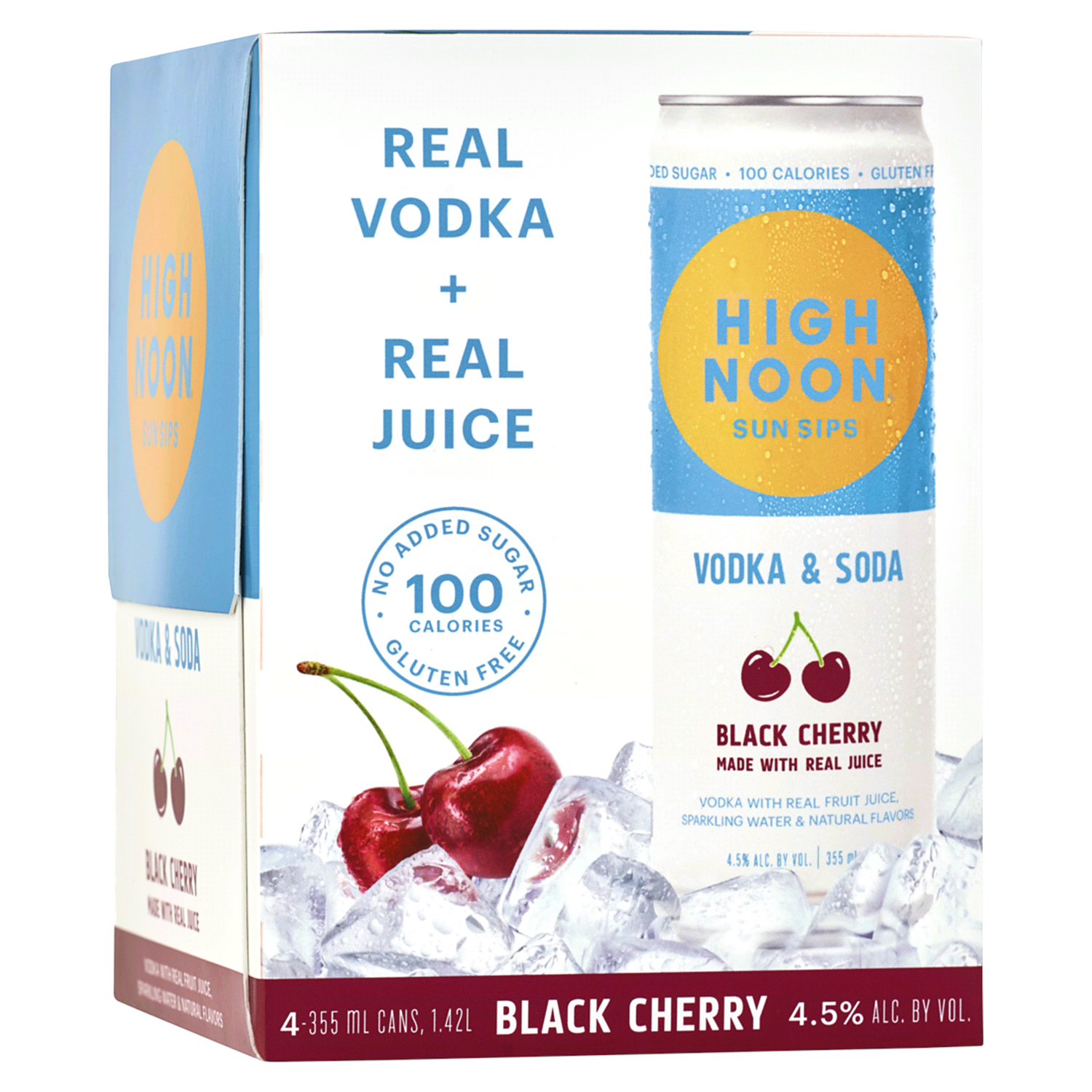 slide 1 of 1, High Noon Black Cherry Vodka Hard Seltzer 355ml 4 Pack, 4 ct; 12 oz