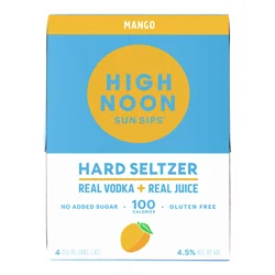 High Noon Mango Vodka Hard Seltzer 355ml Can 4pk